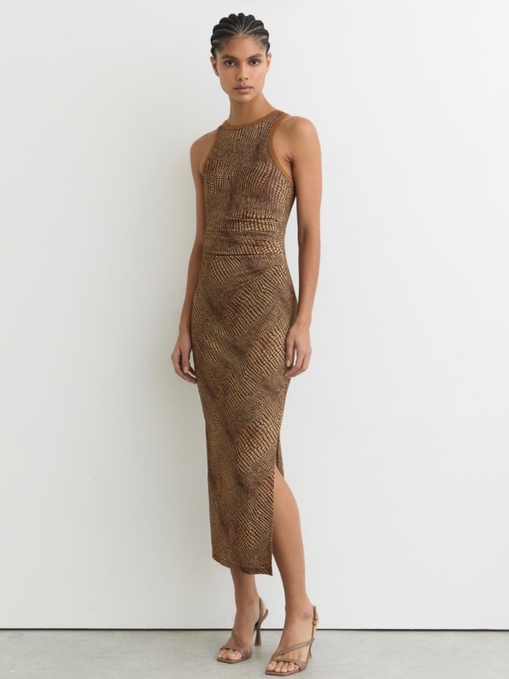 Reiss Lola snake print jersey bodycon midi dress size Small NWT